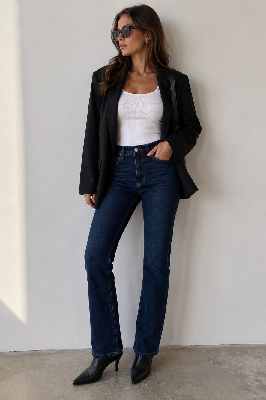 Good American Good Classic Slim Straight Jeans Women’s 6/28 High Rise Dark Wash